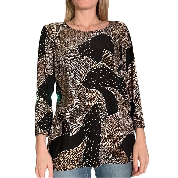 MJ Collection Black, Yellow, and White Shirt in Size Medium - Picture 2 of 6